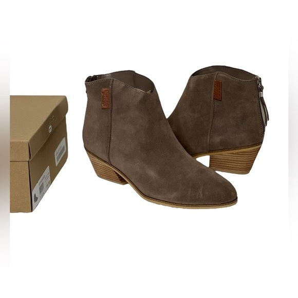 Dr Scholl’s Womens 9 1/2 Ankle Boots Brown Gray Suede Leather booties tan NWT - Picture 2 of 16